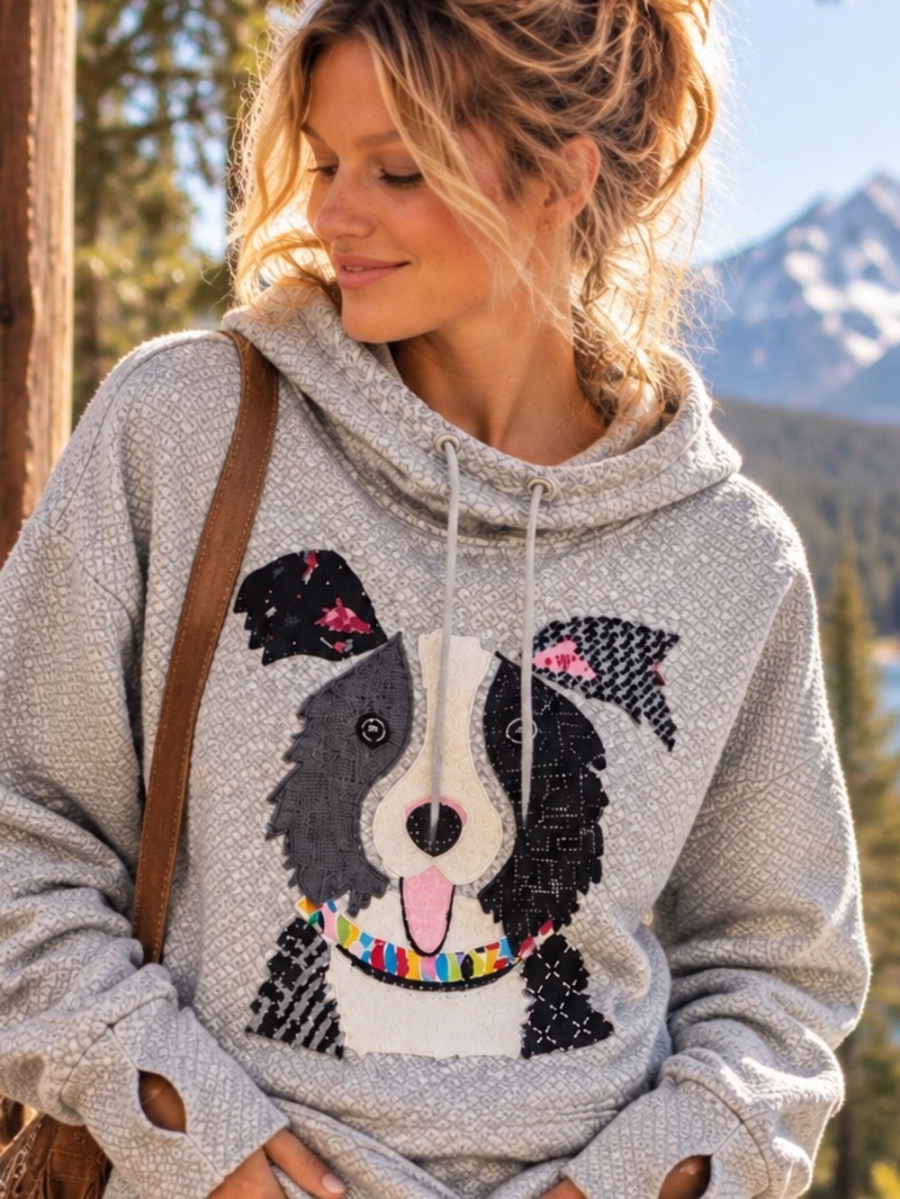 Custom Upcycled Hoodie Patchwork Appliqué Dog Lover One of a Kind